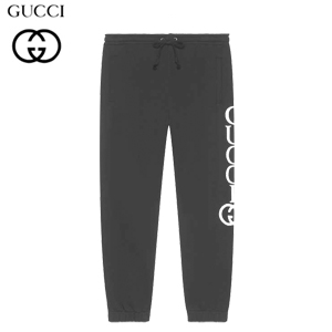 GUCCI-497252 1082 구찌 블랙 코튼 GUCCI 프린트 조깅 팬츠