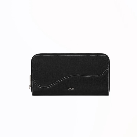 [스페셜오더]DIOR-2ADBC3 디올 블랙 카프스킨 SADDLE 지퍼 장지갑 20cm