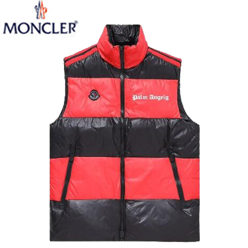 MONCLER-12059 몽클레어 블랙/레드 아플리케 장식 패딩 조끼 남여공용