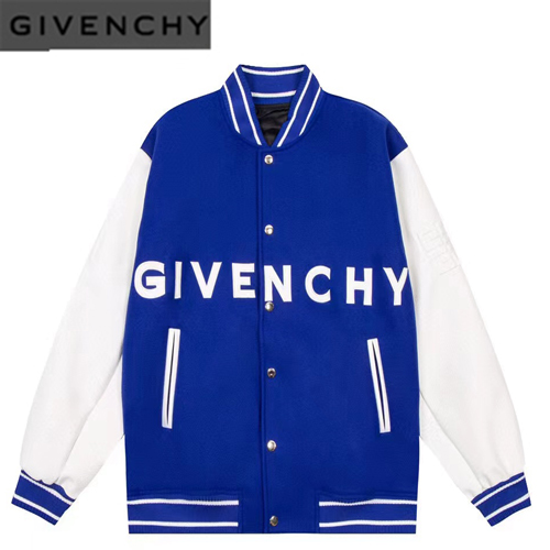 GIVENCHY-08319 지방시 블루 울 아플리케 장식 베이스볼 재킷 남여공용