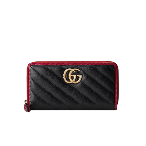 [스페셜오더]GUCCI-573810 8277 구찌 GG 마몽 블랙 사선형 마틀라세 가죽 지퍼 지갑