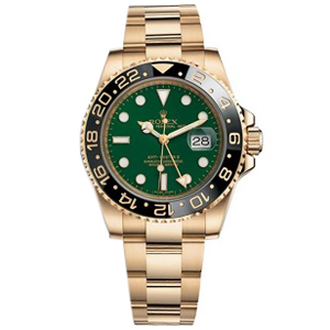 [스페셜오더]ROLEX-롤렉스 오이스터 퍼페츄얼 GMT-MASTER II 데이트 옐로우 골드  (18K 포금) 그린다이얼 워치 40mm 